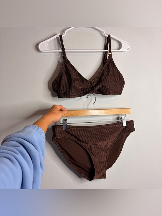 aerie Other - Aerie Ribbed Brown Bikini Set - Women's Swimwear Large